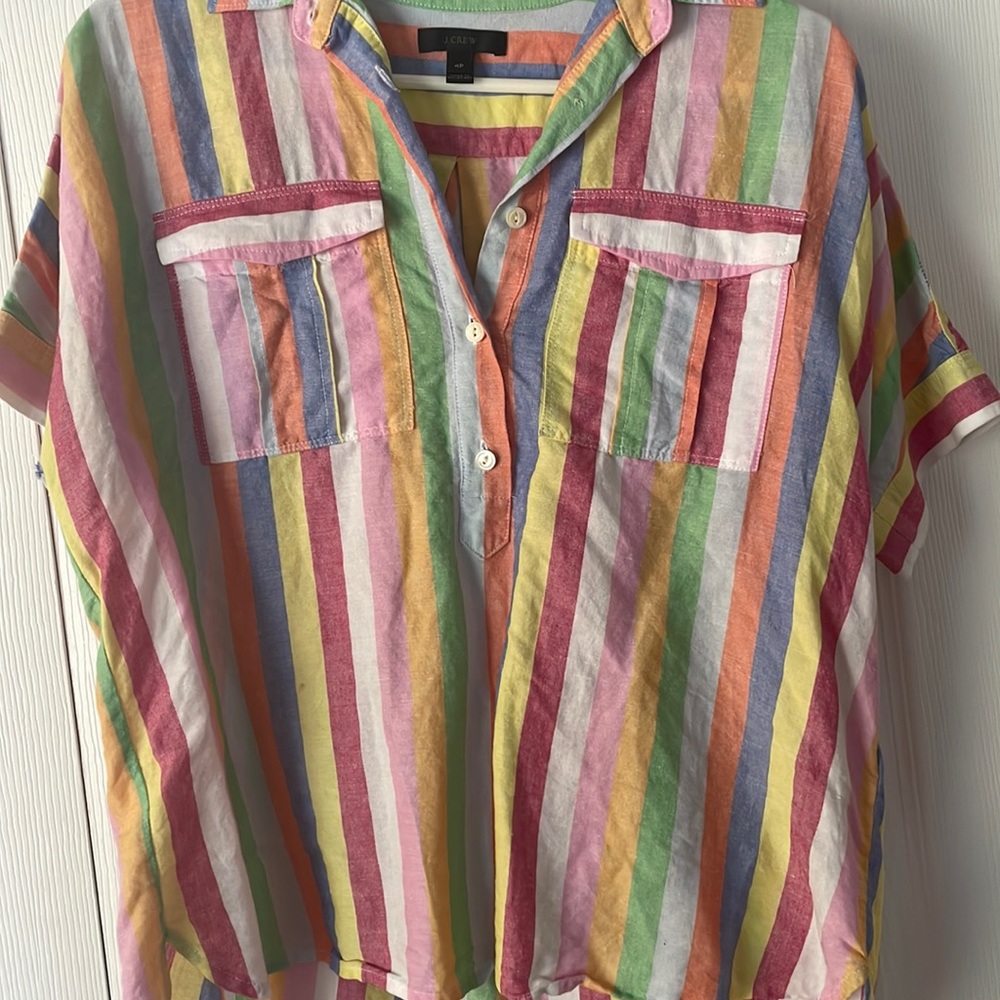 J. Crew Women’s Rainbow Striped Button Up Top